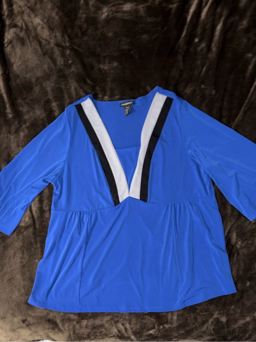 Lane Bryant Royal Blue V-Neck Tunic with Black and White Trim